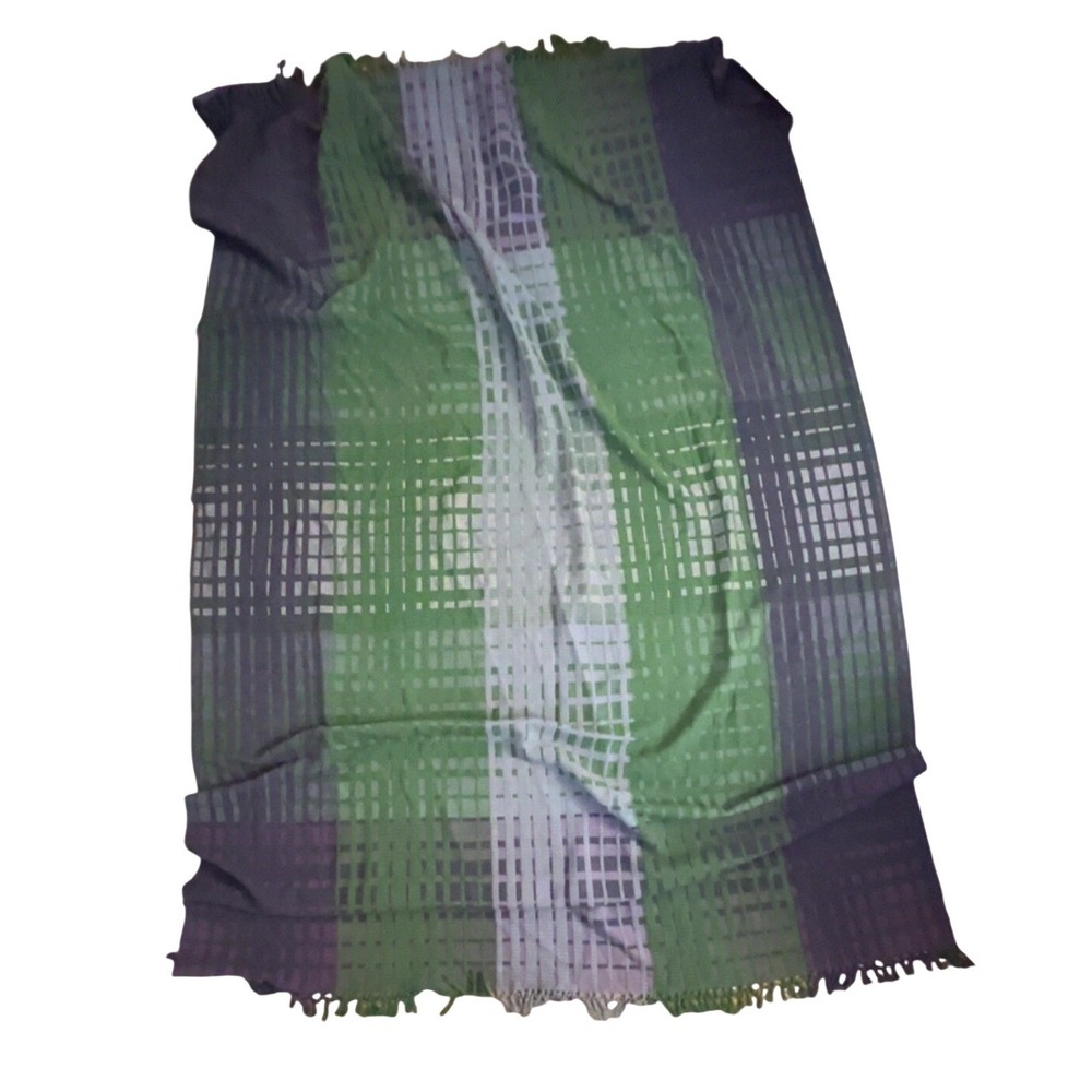 FabIndia Ayan hand woven throw 55" x 83" purple green